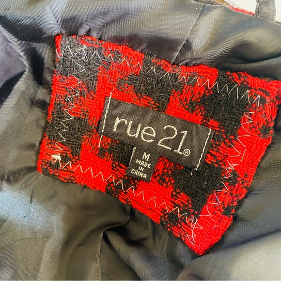 Rue 21 Red Houndstooth Wool Coat - Picture 7 of 8